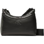 Dámske Designer Crossbody kabelky Calvin Klein čiernej farby z kože v zľave 