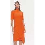 Dámske Designer Denné šaty Calvin Klein oranžovej farby zo syntetiky vo veľkosti XXS s asymetrickým výstrihom asymetrické v zľave 
