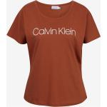 Dámske Designer Tričká s krátkym rukávom Calvin Klein tmavo červenej farby vo veľkosti XS s krátkymi rukávmi v zľave 