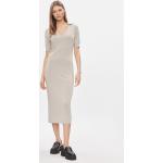 Dámske Designer Šaty pre moletky Calvin Klein béžovej farby z bavlny vo veľkosti XXL v zľave 
