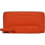 Dámske Designer Luxusné peňaženky Calvin Klein oranžovej farby z koženky 