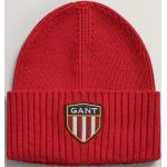 Pánske Beanie Gant Shield červenej farby z bavlny Onesize 