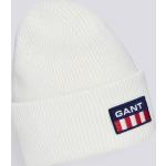 Pánske Beanie Gant Shield bielej farby v športovom štýle z bavlny 