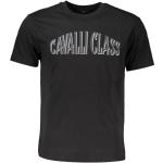 CAVALLI CLASS Perfektné Pánske Tričko Krátky Rukáv Čierna