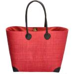 Plážové tašky červenej farby v modernom štýle z bavlny v zľave 