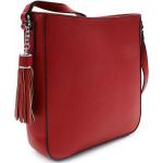 Dámske Crossbody kabelky mahel červenej farby v strapcovom štýle z polyuretánu na zips v zľave 