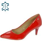 Dámske Kožené lodičky olivia shoes červenej farby v elegantnom štýle z kože na široké nohy na jar 
