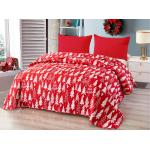 Prehozy na posteľ červenej farby z tkaniny 240x220 