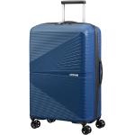 Stredné cestovné kufre American Tourister modrej farby v modernom štýle z plastu na zips integrovaný zámok objem 67 l 