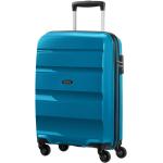 Malé cestovné kufre American Tourister modrej farby v modernom štýle z plastu na zips integrovaný zámok objem 31 l 