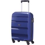 Malé cestovné kufre American Tourister modrej farby v modernom štýle z plastu na zips integrovaný zámok objem 31 l 