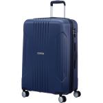 Stredné cestovné kufre American Tourister modrej farby z plastu na zips integrovaný zámok objem 71 l 