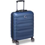 Malé cestovné kufre Delsey modrej farby z plastu na zips integrovaný zámok objem 35 l 
