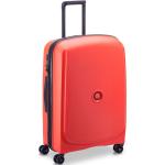 Veľké cestovné kufre Delsey oranžovej farby z plastu na zips integrovaný zámok 