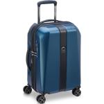 Malé cestovné kufre Delsey modrej farby z plastu integrovaný zámok objem 35 l 