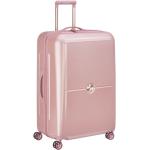 Malé cestovné kufre Delsey ružovej farby z plastu na zips integrovaný zámok objem 70 l 