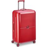 Malé cestovné kufre Delsey červenej farby z plastu na zips integrovaný zámok objem 75 l 