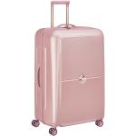 Malé cestovné kufre Delsey ružovej farby z plastu na zips integrovaný zámok objem 75 l 