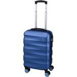 Malé cestovné kufre Dielle modrej farby z plastu na zips integrovaný zámok objem 30 l 