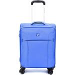Malé cestovné kufre Roncato modrej farby v modernom štýle z tkaniny na zips integrovaný zámok objem 42 l 
