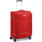 Stredné cestovné kufre Roncato červenej farby z tkaniny na zips integrovaný zámok objem 70 l 