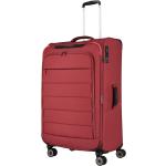 Veľké cestovné kufre Travelite červenej farby v modernom štýle z tkaniny na zips objem 91 l udržateľná móda 