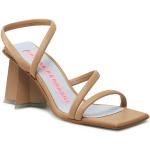 Dámske Designer Kožené sandále Chiara Ferragni hnedej farby z koženky vo veľkosti 38 v zľave na leto 