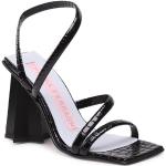 Dámske Designer Kožené sandále Chiara Ferragni čiernej farby z koženky vo veľkosti 39 v zľave na leto 