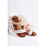 Detské Kožené sandále kesi bielej farby v elegantnom štýle vo veľkosti 35 s prackou protišmykové v zľave na leto 