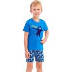 Chlapčenské Detské pyžamá taro modrej farby z bavlny do 24 mesiacov s okrúhlym výstrihom 