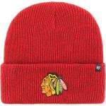 Zimné čiapky červenej farby s vyšívaným vzorom z akrylového vlákna Onesize s motívom NHL s motívom: Chicago 
