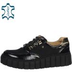 Kožené tenisky olivia shoes čiernej farby z kože na široké nohy 