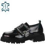 Dámske Poltopánky olivia shoes čiernej farby s kamienkami na jar 