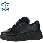 Dámske Tenisky olivia shoes čiernej farby z kožušiny 
