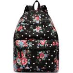 Pánske Školské batohy čiernej farby s kvetinovým vzorom z polyesteru na zips v zľave 