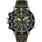 Pánske Náramkové hodinky Citizen khaki zelenej farby Kalendár eco-drive s kaučuk remienkom 