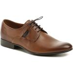 Pánske Spoločenské topánky conhpol hnedej farby v elegantnom štýle z kože vo veľkosti 39 na štandardné nohy šnurovacie na jar 