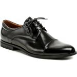 Pánske Spoločenské topánky conhpol čiernej farby v elegantnom štýle z kože vo veľkosti 45 na veľmi-široké nohy šnurovacie na jar 
