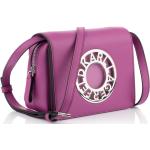 Dámske Designer Crossbody kabelky Karl Lagerfeld ružovej farby z kože na zips 