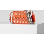 Dámske Designer Crossbody kabelky Karl Lagerfeld oranžovej farby z tkaniny 