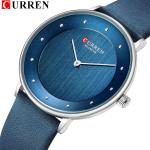 Dámske Náramkové hodinky curren nepremokavé modrej farby v elegantnom štýle s quartz pohonom s koža remienkom  materiál púzdra Oceľ s vodeodolnosťou 3 Bar 