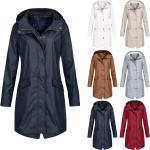 Dámske Zimné kabáty nepremokavé béžovej farby z bavlny s okrúhlym výstrihom s dlhými rukávmi Kapucňa 