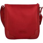Dámske Crossbody kabelky katana červenej farby v ležérnom štýle z hovädzej kože na zips 