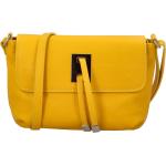 Dámske Crossbody kabelky žltej farby z hovädzej kože na zips 