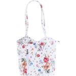 Dámske Kožené kabelky bielej farby s kvetinovým vzorom z hovädzej kože na zips 