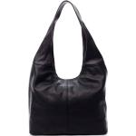 Dámske Elegantné kabelky čiernej farby v elegantnom štýle z hovädzej kože na zips 