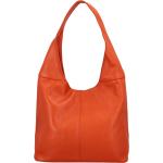 Dámske Elegantné kabelky oranžovej farby v elegantnom štýle z hovädzej kože na zips 