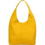 Dámske Elegantné kabelky žltej farby v elegantnom štýle z hovädzej kože na zips 