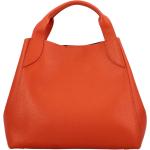 Dámske Elegantné kabelky Delami oranžovej farby v elegantnom štýle z kože na zips odnímateľný popruh s cvokmi 