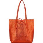 Dámske Kožené kabelky oranžovej farby v elegantnom štýle z kože na zips s glitrami 